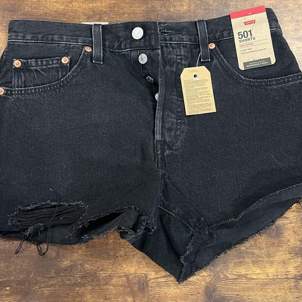 NWT Levi's 501 high rise denim shorts Black - Picture 2 of 8